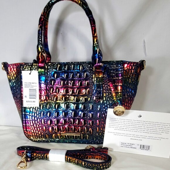 NWT BRAHMIN SMALL ASHLEE TECHNICOLOR SHOULDER BAG-RAINBOW PRIDE METALLIC PURSE - Picture 3 of 10